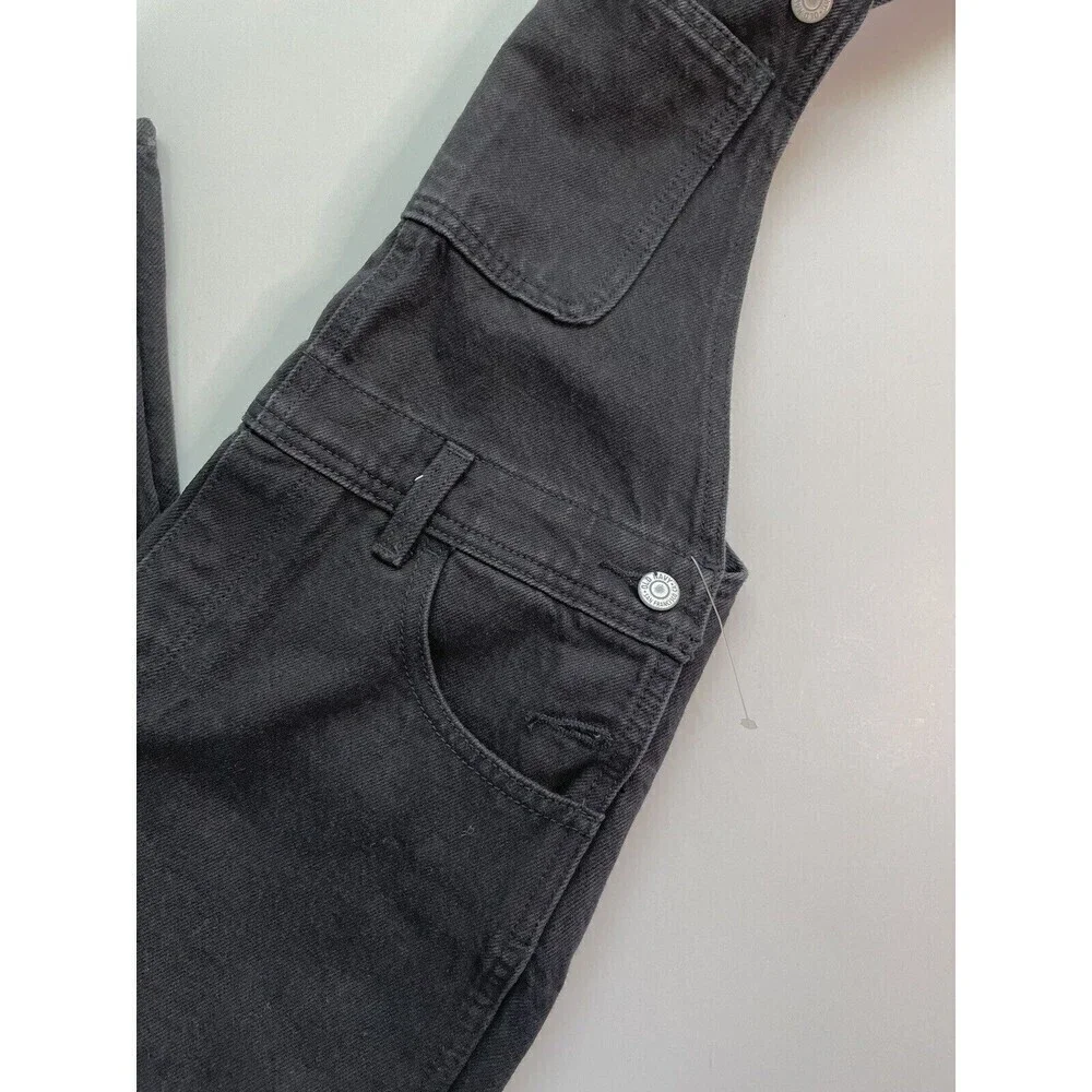 OLD NAVY Kid's Overalls Denim Black Cotton Unisex Boy's Girl's Large 10/12